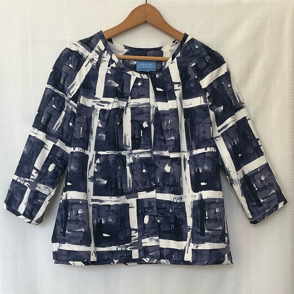 Simply Vera Vera Wang Navy and White patterned blazer